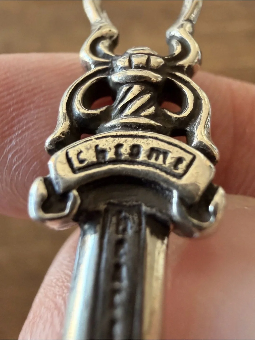 Chrome Hearts Silver Dagger Charm Key Holder - Silver